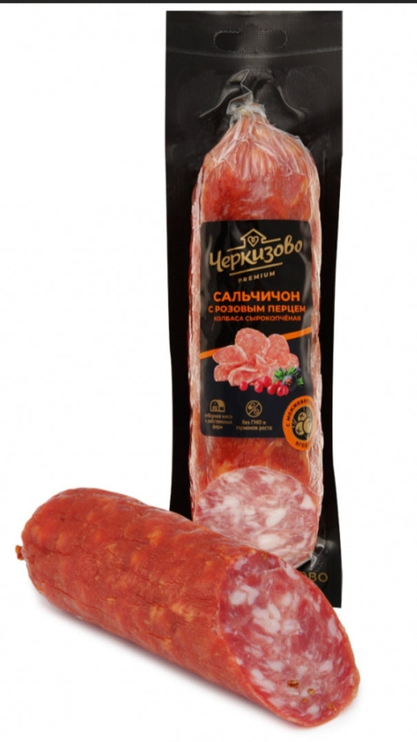 "Salchichon with pink pepper"raw-smoked sausage