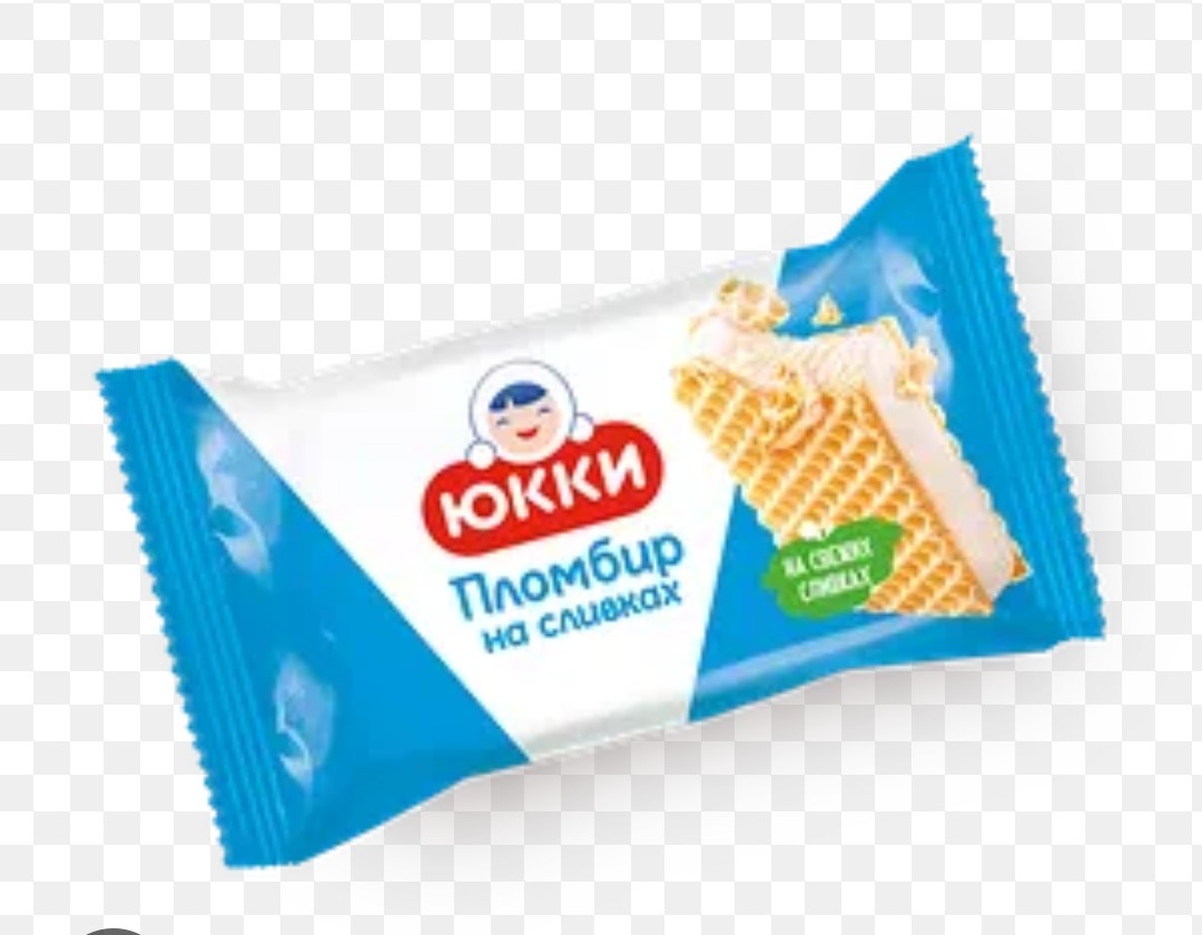 Plombir Yukki ice cream in wafer sheets,80g