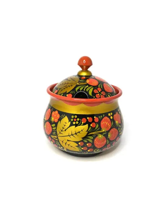 Wooden sugar bowl Khokhloma