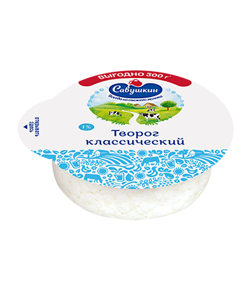 Cottage cheese  classic, 300 grams, 1% fat