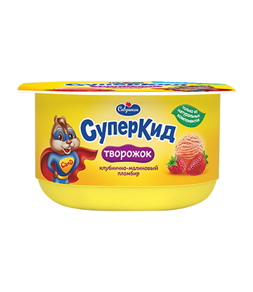 Curd paste Ca and vitamin, strawberry and raspberry ice-cream flavor,fat 3,5 % 110 g