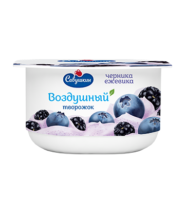 Whipped curd  paste,blueberry-blackberry flavor, fat 3,5 % 100 g