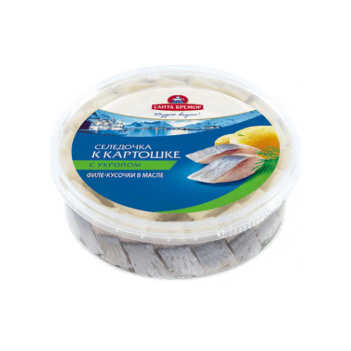 Atlantic herring fillet-pieces dill in oil, 500g