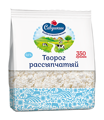 Crumbly cottage cheese 350 grams, 0.1% fat