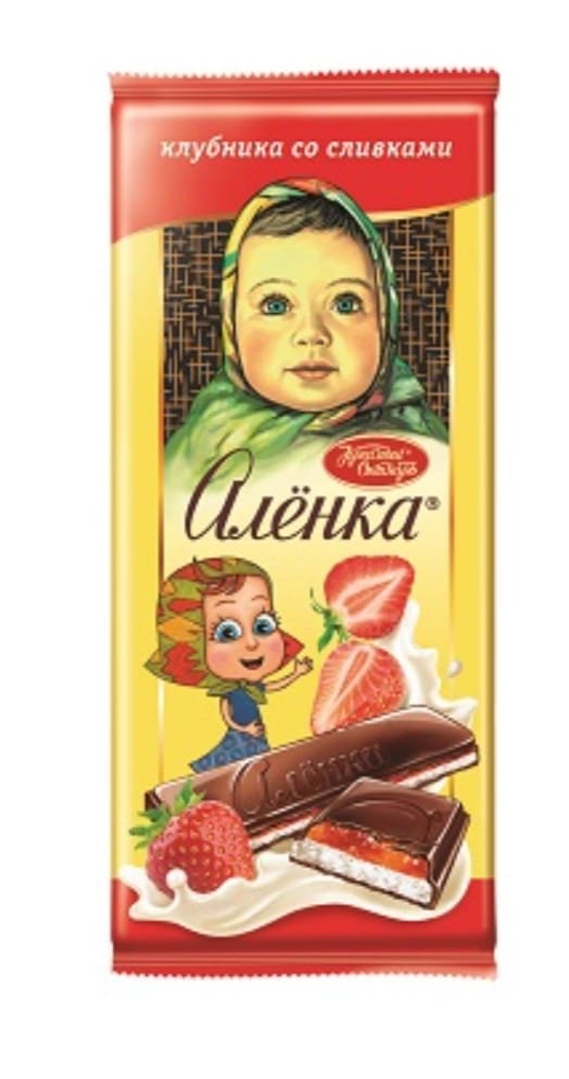 alyonka chocolate with cream and strawberries 87g