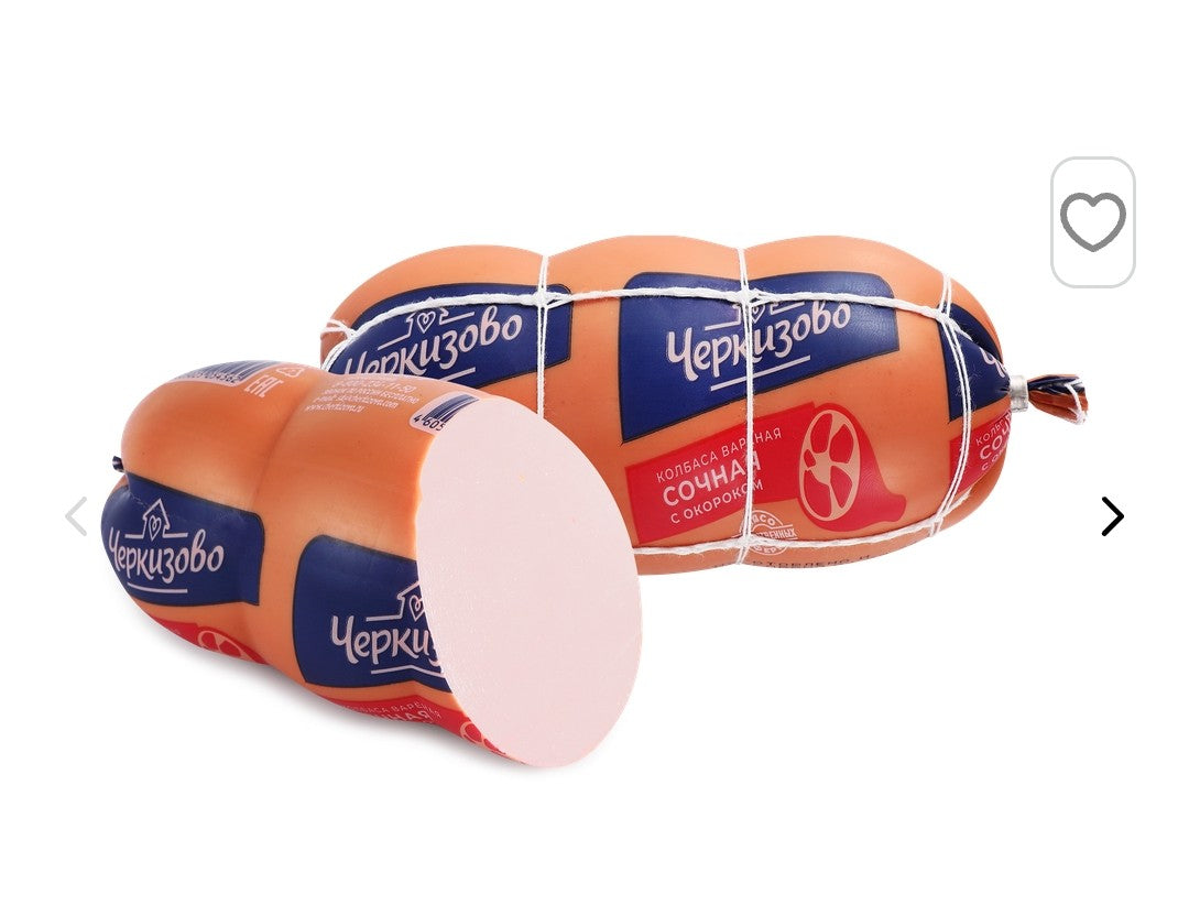 колбаса вареная черкизово сочная с окороком/Juicy boiled sausage with ham,380g,Cherkizovo,