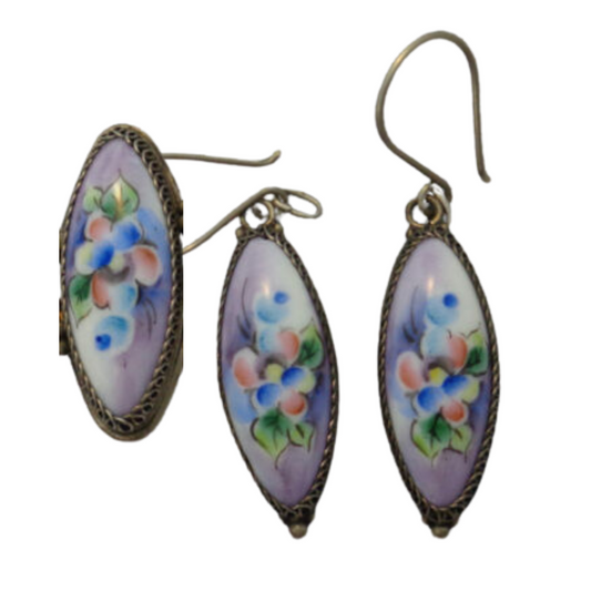 Set( ear rings and  a pendant),enamel