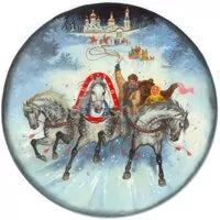 Wooden decorative plate.Winter Troyka"